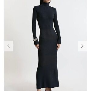 Karen Millen Black Ribbed Maxi Dress